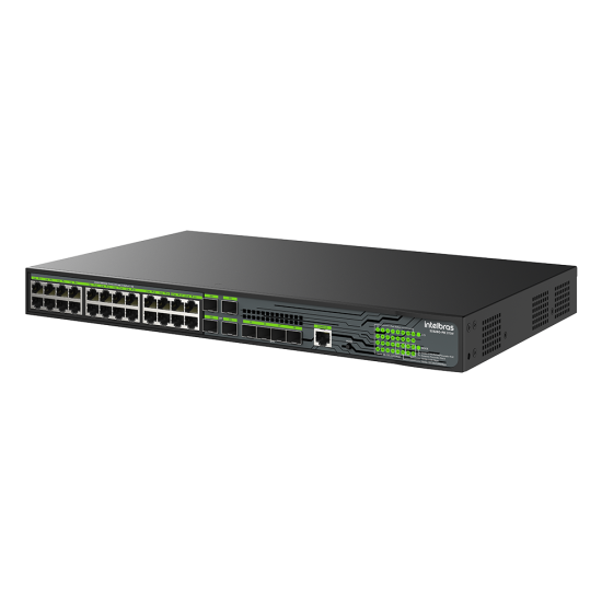Switch Gerenciável L3 24 portas Gigabit PoE e 4 portas SFP+ S3328G-PB 370W INTELBRAS SP