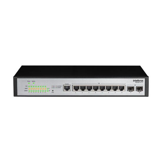 Switch gerenciável 8 portas Gigabit e 2 portas SFP SG 1002 PoE L2+ INTELBRAS SP