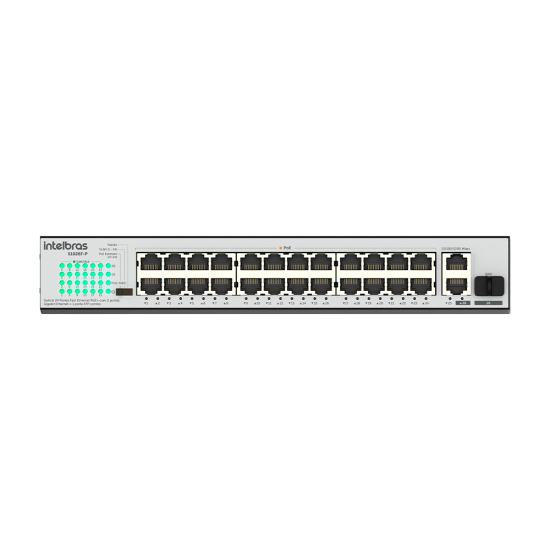 Switch 24 portas Fast Ethernet PoE +2 portas gigabit S1026F-P INTELBRAS SP