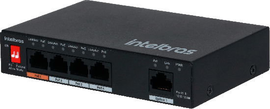Switch 5 portas Fast Ethernet com 4 portas PoE+ SF 500 Hi-PoE INTELBRAS SP