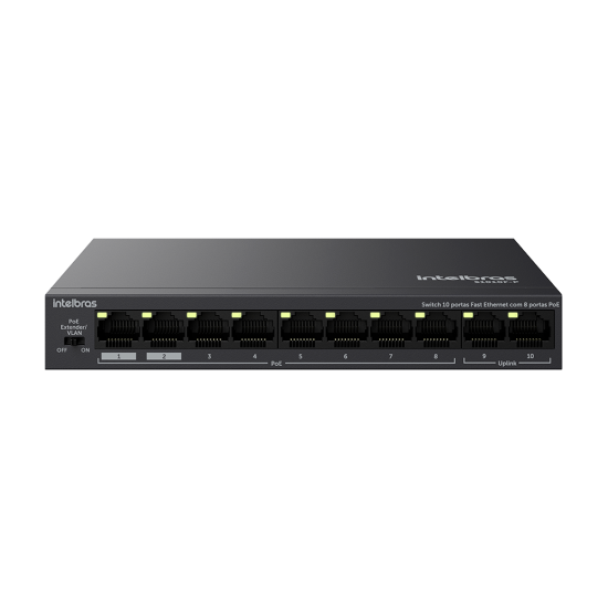 Switch 10 portas fast ethernet com 8 portas PoE+ S1010F-P INTELBRAS SP