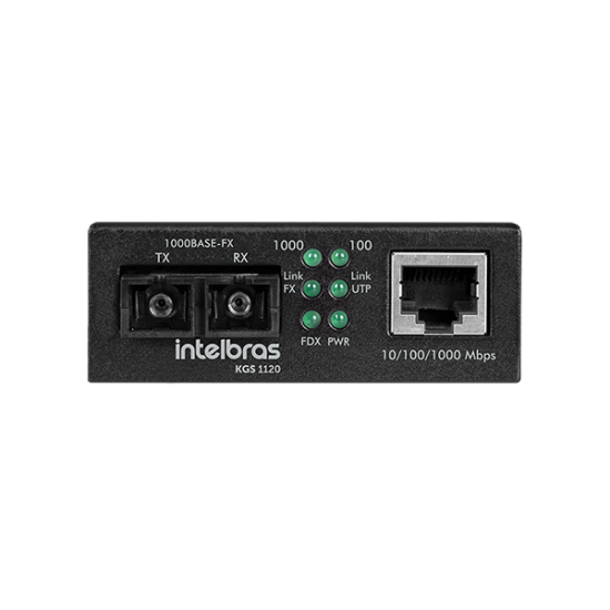 Conversor de mídia Gigabit Ethernet monomodo 20 km KGS 1120 INTELBRAS SP