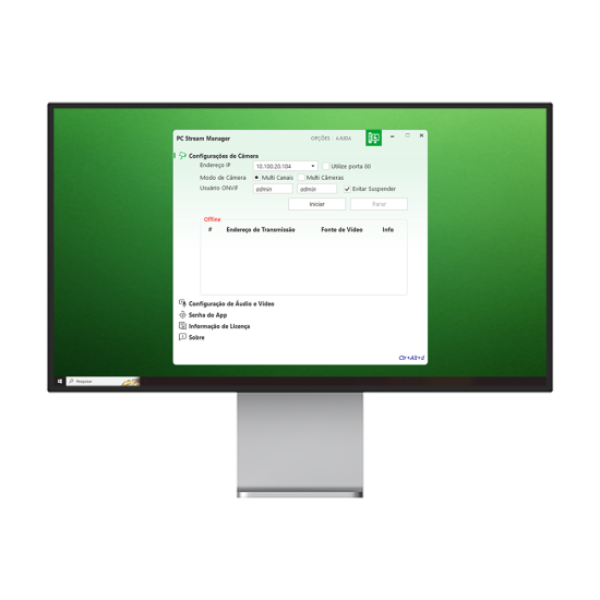 Software para gerenciamento de aplicativos PC Stream Manager INTELBRAS SP