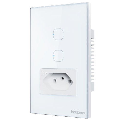 Tomada com Interruptor Inteligente Wi-Fi (2 teclas) ETS 2002 INTELBRAS SP