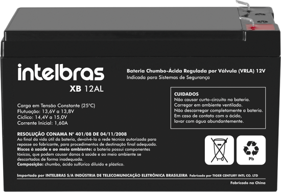 Bateria de chumbo-ácido 12V XB 12AL INTELBRAS SP