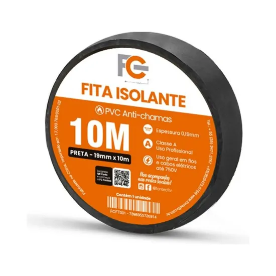 FITA ISOLANTE 10 METROS PROFISSIONAL TUBETE - 10 PC SP