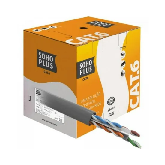 CABO LAN SOHOPLUS U/UTP CAT.6 24AWGX4P CMX CINZA CX 305M SP