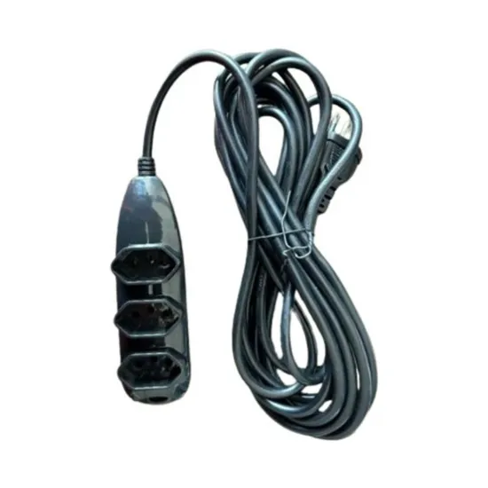 EXTENSÃO ELÉTRICA 3 TOMADAS 3 PINOS 10A 5M PRETA EXT 3005 SP