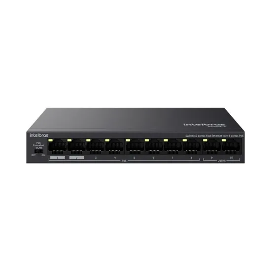 SWITCH 10 PORTAS 10/100 COM 8 PORTAS POE+ 2 UPLINK S1010F-P SP