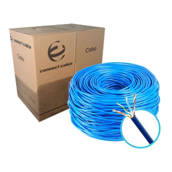 Cabo de Rede Lan UTP CFTV, Cat5, 4 Par Trançado, 305 metros, 8 Vias, Azul