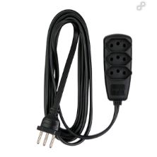 EXTENSÃO SORT 2P+T PP 3X0,75MM² 5M - COR PRETA