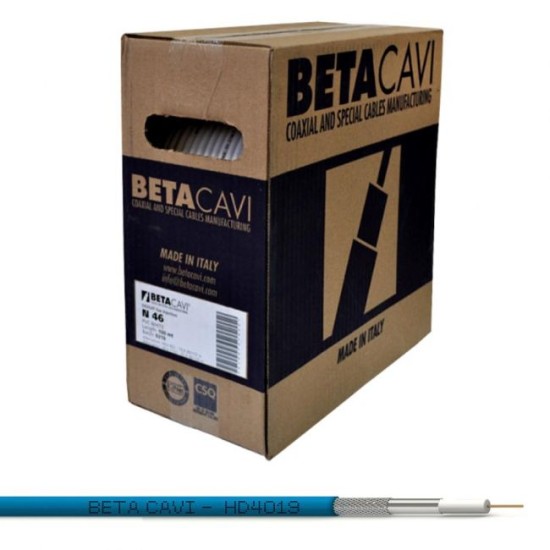 Cabo Coaxial Betacavi HD 4019 SC Capa Duraflan LSZH Azul - Bobina 200 Metros