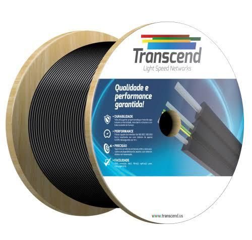 Fibra Ótica Mini Flat Drop 1F Cabo Óptico Transcend - 1000 Metros