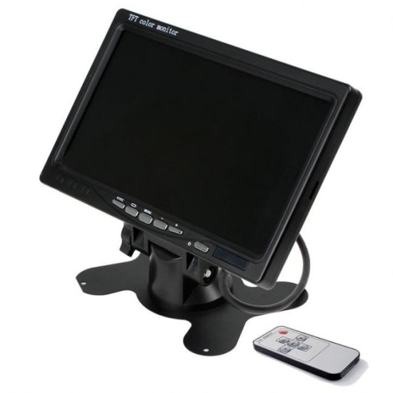 Tela Monitor 7" Colorido TFT Com Suporte e 2 Entradas de Vídeo