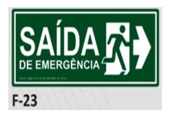 PLACA DE IDENTIFICAÇÃO - SAÍDA DE EMERGÊNCIA A DIREITA F-23 12X28C