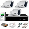 Kit 3 Câmeras 5MP + DVR Giga + HD 1TB + App de Monitoramento, Câmeras 30m Infravermelho de Visão Noturna Giga Security GS0047 Completo com Acessórios
