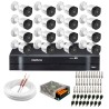 Kit 16 Câmeras VHD 3130 B G6 + DVR Intelbras + App Grátis de Monitoramento, Câmeras HD 720p 30m Infravermelho de Visão Noturna Intelbras + Fonte, Cabos e Acessórios