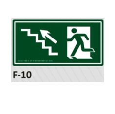 PLACA DE IDENTIFICAÇÃO - SAÍDA ESCADA SOBE Á ESQUERDA F-10 12X23CM
