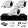 Kit 3 Câmeras 5MP + DVR Giga + App de Monitoramento, Câmeras 30m Infravermelho de Visão Noturna Giga Security GS0047 Completo com Acessórios