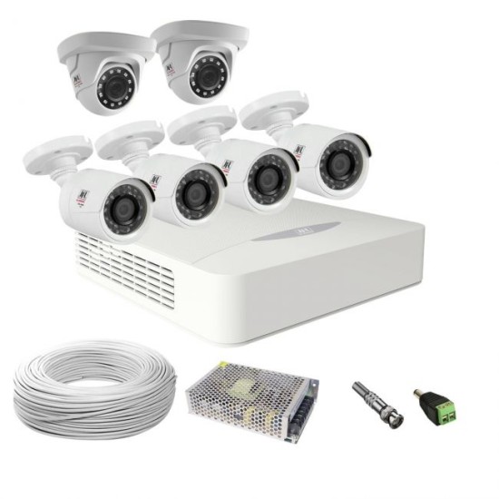 Kit 6 Câmeras JFL Completo de Alta Definição c/ DVR Gravador 8 Canais DHD-1108N