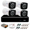 Kit 04 Câmeras Full HD 1080p + DVR Giga Security + App Grátis de Monitoramento, Câmeras 20m Infravermelho de Visão Noturna + Fonte, Cabos e Acessórios