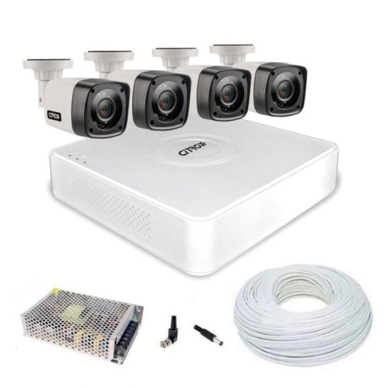 Kit Câmeras de Segurança Alta Definição c/ DVR 8 Canais Citrox e 4 Câmeras Infravermelho e Acessórios
