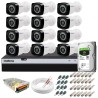 Kit 12 Câmeras + DVR Intelbras + HD 1 TB + App de Monitoramento, Câmeras Full HD 1080p 20m Infravermelho de Visão Noturna + Fonte, Cabos e Acessórios