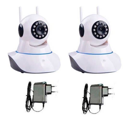 Kit 2 Câmeras de Segurança IP Sem Fio Wifi HD 720p Robo Wireless