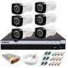 Kit 6 Câmeras + DVR Intelbras + App Grátis de Monitoramento, Câmeras Full HD 1080p 20m Infravermelho de Visão Noturna + Fonte, Cabos e Acessórios 10726