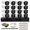 Kit 16 Câmeras + DVR Hikvision + App de Monitoramento, Câmeras Full HD 1080 Lite 25m Infravermelho de Visão Noturna Tudo Forte Completo com Acessórios