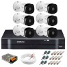 Kit 6 Câmeras Intelbras VHL 1220 B Full HD 1080 Lite + DVR Intelbras - Câmeras com 20m Infravermelho de Visão Noturna + Fonte, Cabos e Acessórios