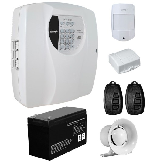 Kit Alarme Residencial Wifi 2 Sensores sem fio, 2 Controles Remoto, Central Cloud 10 EW Genno + Bateria