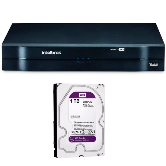 DVR Stand Alone Multi HD Intelbras MHDX-1016 16 Canais + HD 1TB WD Purple de CFTV (Não instalado)