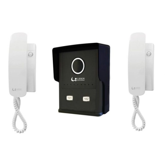 Kit Interfone Porteiro Eletrônico Coletivo de 2 Pontos + 2 Monofones Lider