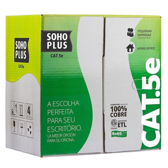 Cabo de Rede Lan Furukawa Soho Plus, Azul, 305m, CMX, CAT 5E, Lan UTP, 4 Par Trançado, 100% Cobre, 24AWG