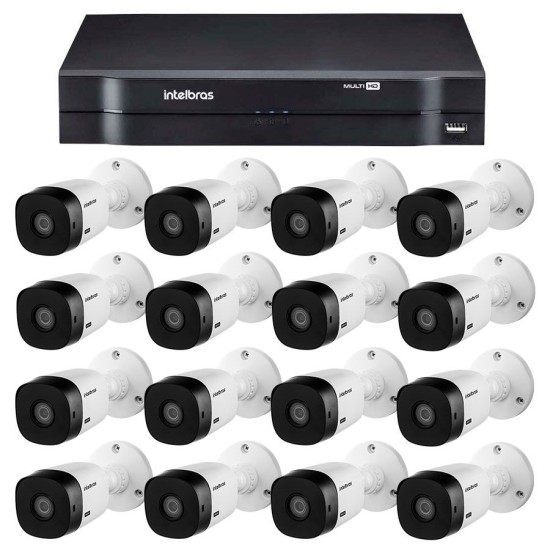 Kit Intelbras 16 Câmeras HD 720p VHL 1120 B + DVR 1116 Intelbras + Acessórios