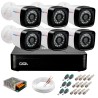 Kit 06 câmeras full hd 1080p 2mp + dvr giga security + app grátis de monitoramento, câmeras 20m infravermelho de visão noturna + fonte, cabos e acessórios
