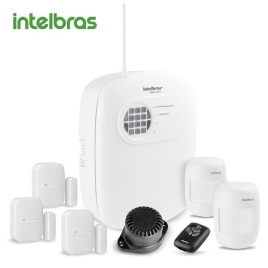 Kit Alarme Intelbras Residencial e Comercial Completo 4 Setores c/ Discadora + 5 Sensores 19382