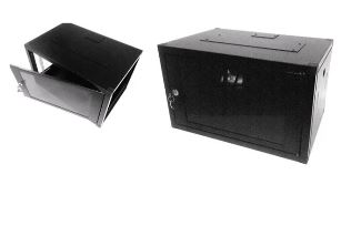 MINI RACK 8U X 570 MM - C/ 1° PLANO - PRETO - WJ