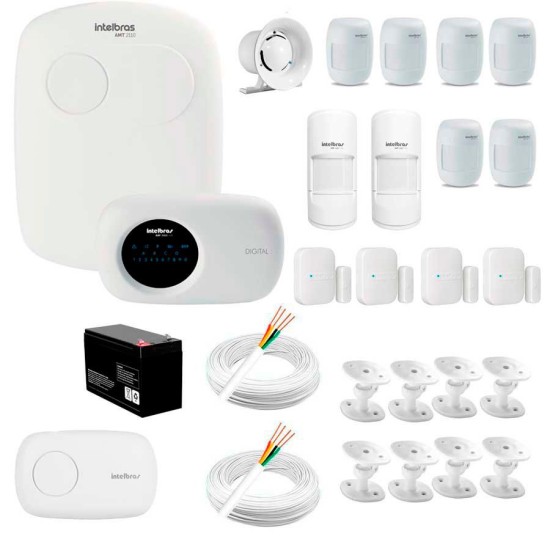Kit Alarme Intelbras 12 sensores, Residencial e Comercial, AMT 2110, Completo