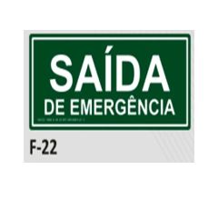 PLACA DE IDENTIFICAÇÃO - SAÍDA DE EMERGÊNCIA F-22 12X28CM
