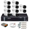 Kit 10 Câmeras VHD 1120 B G5 + DVR Intelbras + App de Monitoramento, Câmeras HD 720p 20m Infravermelho Intelbras + Fonte, Cabos e Acessórios