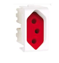 MODULO TOMADA 2P+T 20A 250V 1M FUNDO VERMELHO BRANCA -LUNARE - SCH