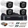 Kit 4 Câmeras Tudo Forte Full HD 1080 Lite + DVR Intelbras - Câmeras com 25m Infravermelho de Visão Noturna + Fonte, Cabos e Acessórios