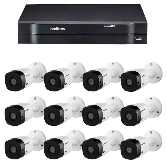 Kit Intelbras 12 Câmeras HD 720p VHL 1120 B + DVR 1116 Intelbras + Acessórios