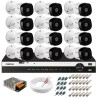 Kit 12 Câmeras 2K VHD 1420B + DVR Intelbras + App Grátis de Monitoramento, Câmeras 20m Infravermelho de Visão Noturna + Fonte, Cabos e Acessórios