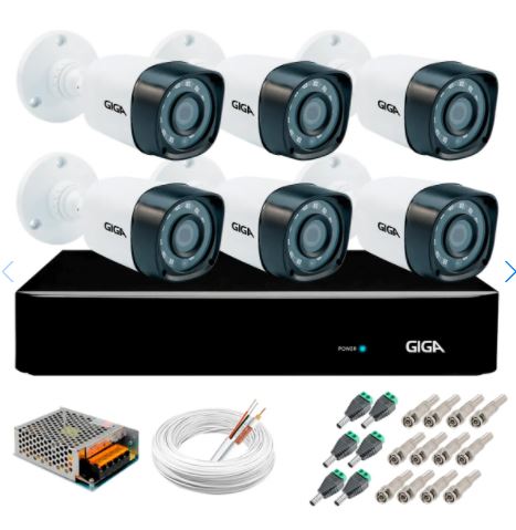 Kit 6 Câmeras de Segurança Full HD 1080p Giga Security gs0271 + DVR Giga Security 2MP + Acessórios