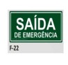 PLACA DE IDENTIFICAÇÃO - SAÍDA DE EMERGÊNCIA F-22 12X28CM