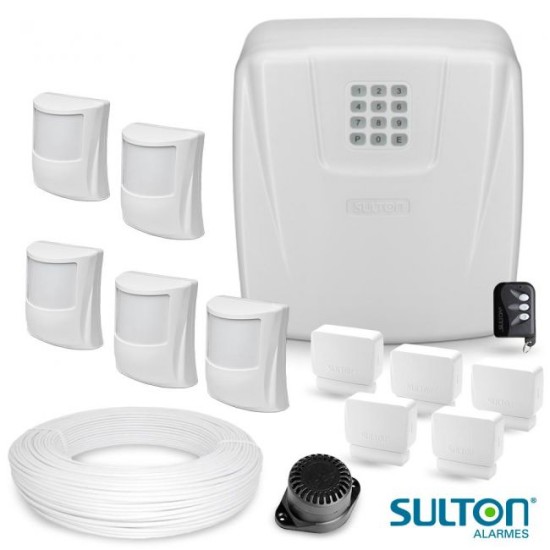 Kit Alarme Residencial ou Comercial Completo Sulton CLS 10 Com 10 Sensores e Discadora 26134