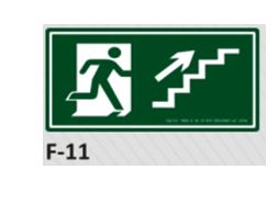 PLACA DE IDENTIFICAÇÃO - SAÍDA ESCADA SOBE Á DIREITA F-11 12X23CM